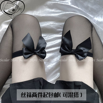Bow stockings black and white sex over the knee sexy thin mix and match solid color (fireworks shop)