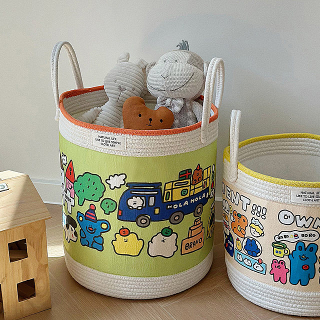 Cartoon style hand-sewn clothes toy storage bucket