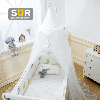 Crib oval mosquito net with bracket full cover style universal newborn baby anti-mosquito hood children folding and lifting movement