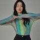 2022 new summer mesh bottoming shirt for women with long-sleeved lace layering thin tie-dye versatile T-shirt top