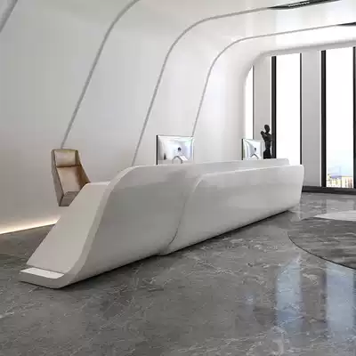Creative paint company front desk reception desk cashier desk simple modern office curved bar beauty salon consultation desk