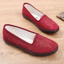 Old Beijing cloth shoes ladies summer single shoes slip-on casual cloth shoes middle-aged and elderly soft bottom shoes shallow mouth mother shoes