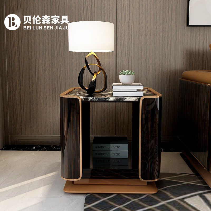 Light luxury living room villa luxury square a few lockers Italian post-modern hardware edge a few marble surface landscape green