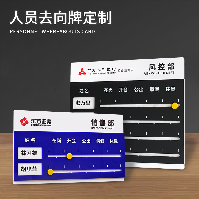 Acrylic Personnel Whereabouts Cards Custom Replaceable Work Status Reminder Board Staff Attendance Duty Bulletin Board Board Report Card School Hospital Staff Position Status Sign Water Card Set Up