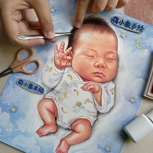 Детская шерстяная картина, сувенир, фоторамка для хранения пуповины ручной работы, ручная роспись, «сделай сам»