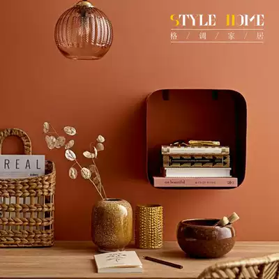 Dirty orange wallpaper self-adhesive waterproof bedroom warm background wall paper Nordic ins wind net red thickened stickers