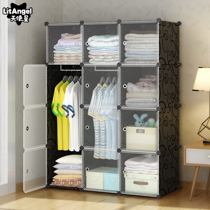 Simple wardrobe household cloth wardrobe steel pipe bold reinforcement assembly storage fabric wardrobe simple modern economy