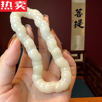 Qiwangmei Pig Large Intestine Bodhi Root Bracelet for Women Finger Wrap Unpopular Buddhist Beads White Jade Bodhi Root Bracelet Mens Plate