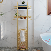 Nordic light luxury toilet bathroom rack floor-to-ceiling bathroom dirty clothes basket storage rack multi-layer storage rack