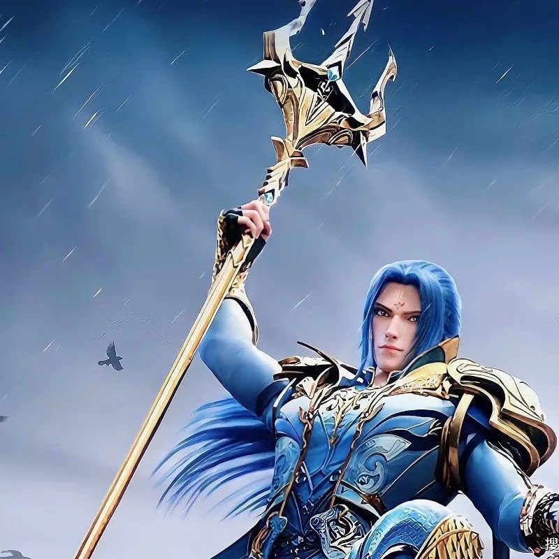 Poseidon Trident Sea King Trident Toy Blue Silver Overlord Gun Extra Large Haotian Hammer Toy
