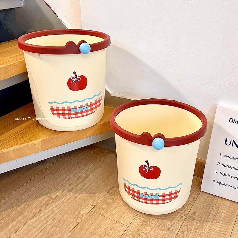 Cute Apple-Shaped Trash Can, High-Looking Storage Wastebasket, Multifunctional Ring-Press Trash Bin for Dormitory, Home, and Office Use Cute Apple-Shaped Trash Can, High-Looking Storage Wastebasket, Multifunctional Ring-Press Trash Bin for Dormitory, Home, and Office Use