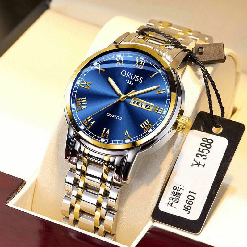 Fully automatic core meter watches men's calendar luminous waterproof ultra-thin non-mechanical Korean version of steel watches male