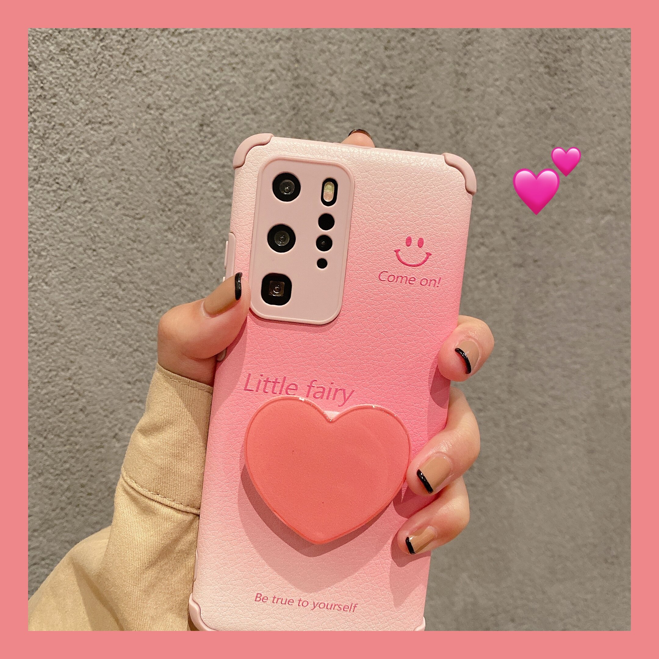 ins asymptotic honey peach pink smiling face applicable Huawei p40 p30pro mobile phone protection shell nova8 8se 8pro 8pro bracket 7 7se 7pro soft cover 6