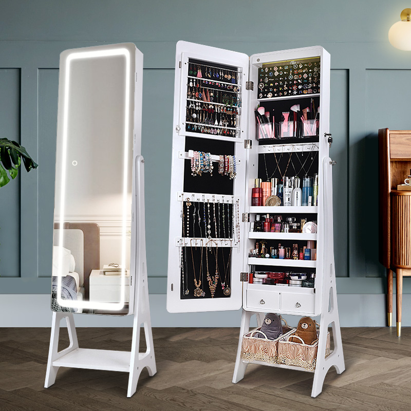 Oudian Fan smart full-length mirror home full-length mirror with storage cabinet bedroom floor mirror simple modern fitting mirror