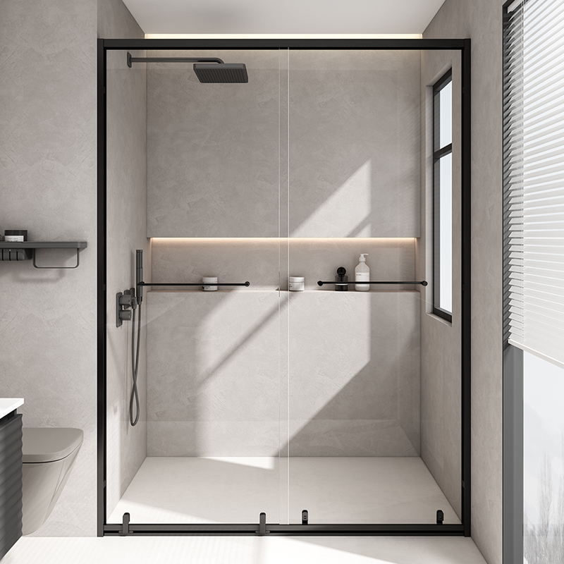 One-shaped shower room partition glass bathroom dry and wet separation powder room bathroom screen sliding door sliding door bathroom