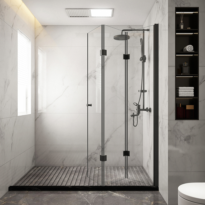 Folding bath screen shower room bathroom partition triple linkage glass ramen integral make-up room dry and wet separation Home