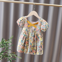 Baby Broken Flowers dress Short sleeves 2022 Summer Fashion children Bo Back Fashion Girl Foreign Gas Summer Dresses