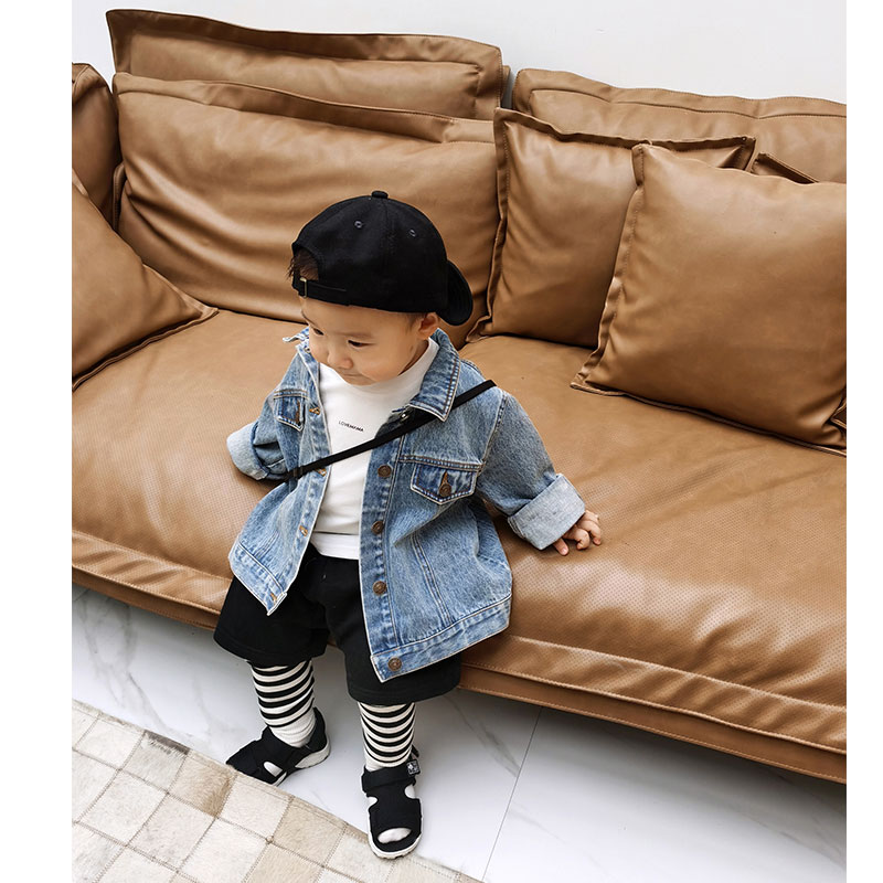 New Lucky Gấu Retro Eco Rửa Kích Kids bé Parent-Child Denim Jacket mùa xuân áo khoác