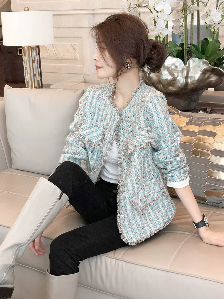 Осенняя куртка, кардиган, стиль Chanel, западный стиль