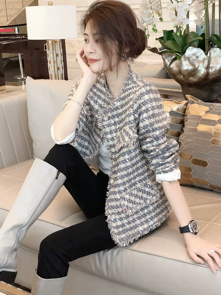 Осенняя куртка, кардиган, стиль Chanel, западный стиль