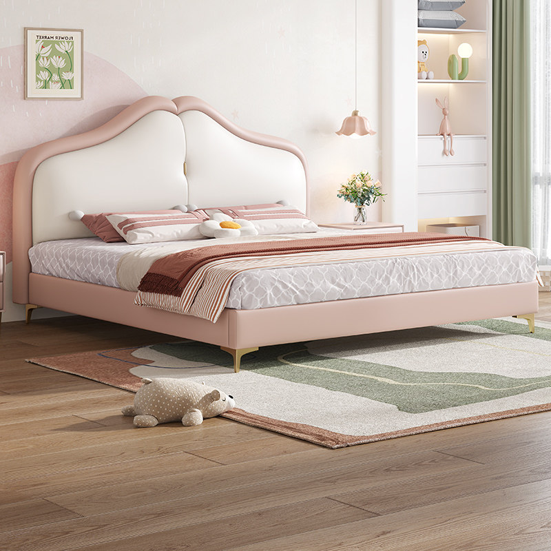 Children's Bed Girl Bedroom One meter Five-Net Red Girl Light Luxury Bed Simply Modern Customized Leather Bed