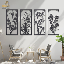 Wrought iron plum bamboo chrysanthemum wall hanging Chinese living room sofa background wall decoration Chinese style office study clubhouse pendant