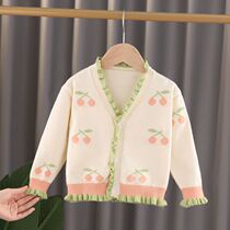 Girl Spring and Autumn Sweater Pure Cotton Kids Knitted Sweater Baby Costume Bottom Costume Girl Yang Han Edition