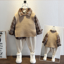 Boys autumn clothes suit children sweater horse chia three sets 2021 fall new childrens baby boy foreign air autumn