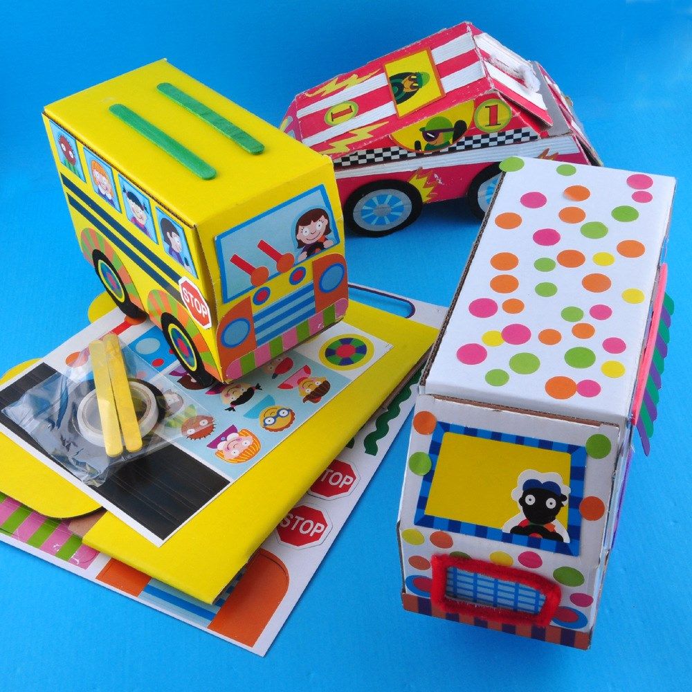 Children's handmade assembled 3D cartoon three-dimensional car dessert ice cream creative cardboard car model toy material