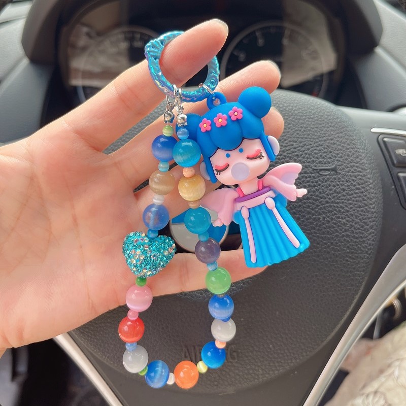 Creative girl mobile phone chain hand-painted beads diy ornaments wrist rope high-level national style ring buckle gasket portable accessories