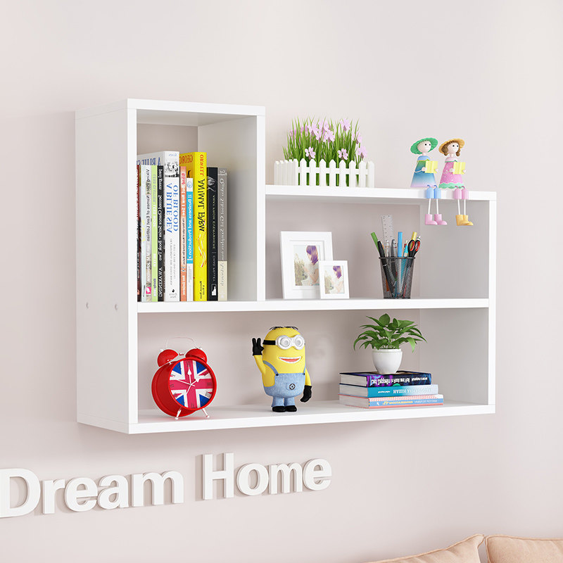 Wall shelf free punching wall-mounted storage cabinet bedroom wall wall cabinet creative lattice partition wall bookshelf