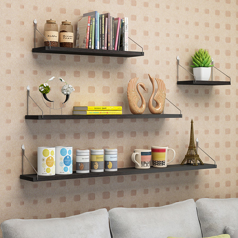 Wall shelf one word partition free punching dormitory wall decoration wall hanger wall bookshelf bedroom wood plank