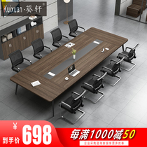 Conference table long table white custom size 10 people simple and easy modern office long square table and chair combination