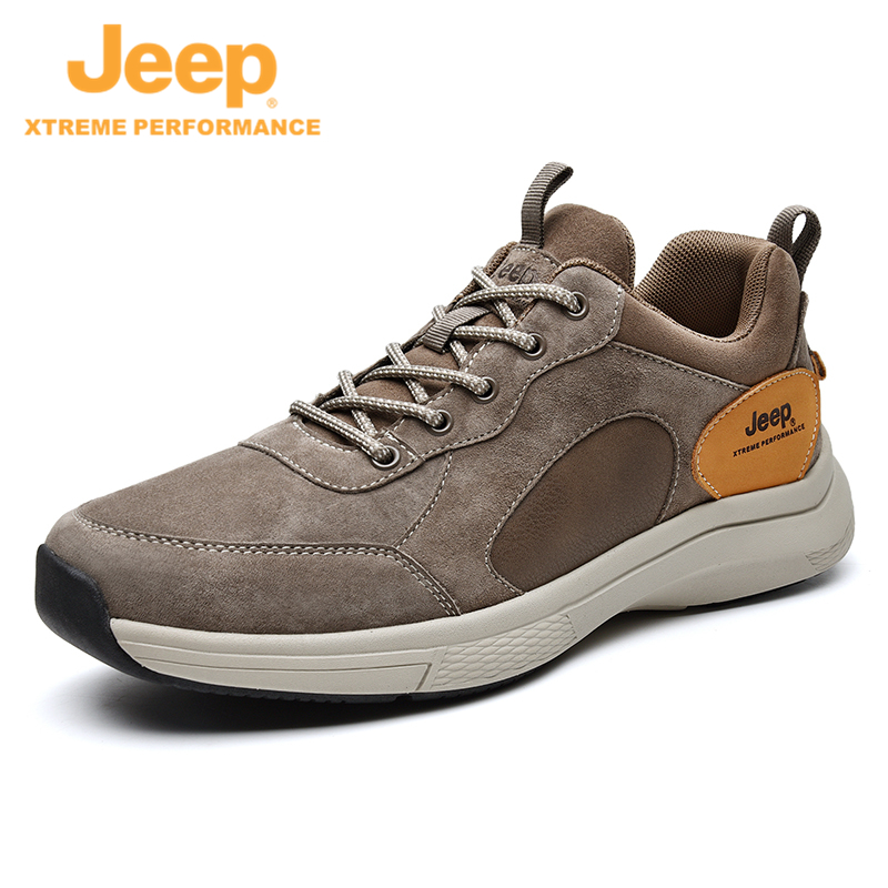 Khaki J031191221jeep jeep Men's Shoes summer Versatile man leisure time shoes male Fashion shoes genuine leather Hollow out reverent Mesh surface gym shoes