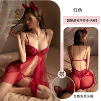 Красное платье-комбинация, нижнее белье, красный ободок