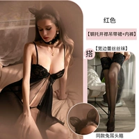 Черное платье-комбинация, нижнее белье, кружевные колготки, ободок