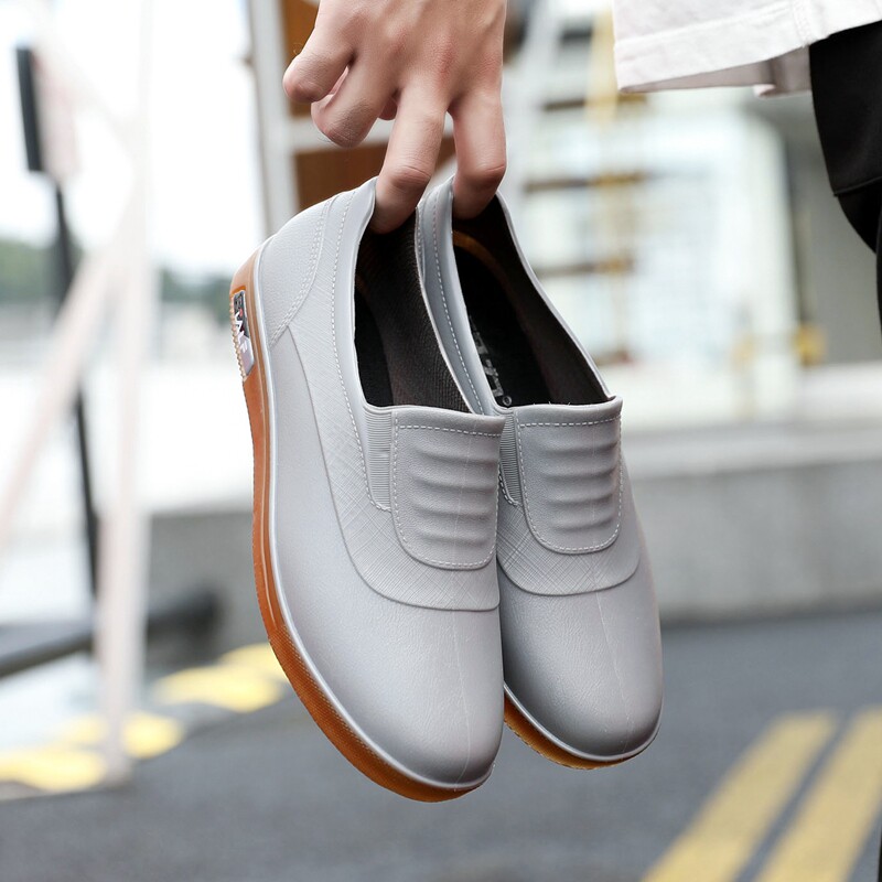 Rain Shoes Men's Wave Low Help Waterproof Shoes Men's Summer Fashion Non-slip Working Shoes Shallow Mouth Rain Boots Laps Short Silo Rubber Shoes