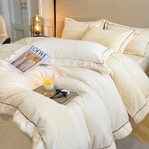 A class of four pieces of milk-in-winter cow thickening warm winter double-dimensional wool wool coral velvet bed