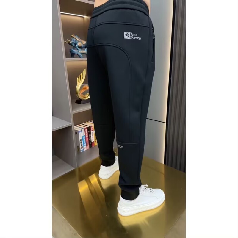 Spring and Autumn Knitted Cotton Sweatpants Casual Pants Men's Black Long Pants Elastic Slim-Fit Pants with Zipper Pockets Jogger Pants Spring and Autumn Knitted Cotton Sweatpants Casual Pants Men's Black Long Pants Elastic Slim-Fit Pants with Zipper Pockets Jogger Pants