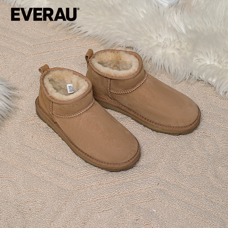 Everau Sheepskin and Wool Integrated Snow Boots for Women, New Winter Style, Thickened Wool Warm Short Boots Ea3162 Everau Sheepskin and Wool Integrated Snow Boots for Women, New Winter Style, Thickened Wool Warm Short Boots Ea3162