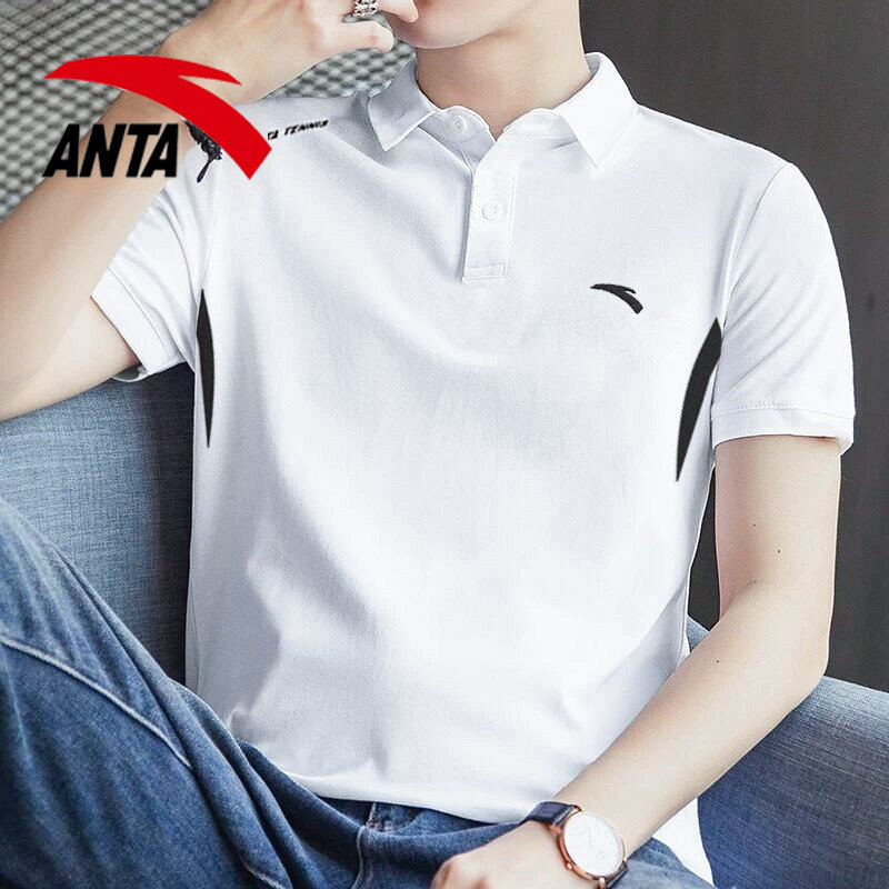 Anta official website flagship short-sleeved t-shirt men's lapel polo shirt new summer men's breathable sports quick-drying short T tide