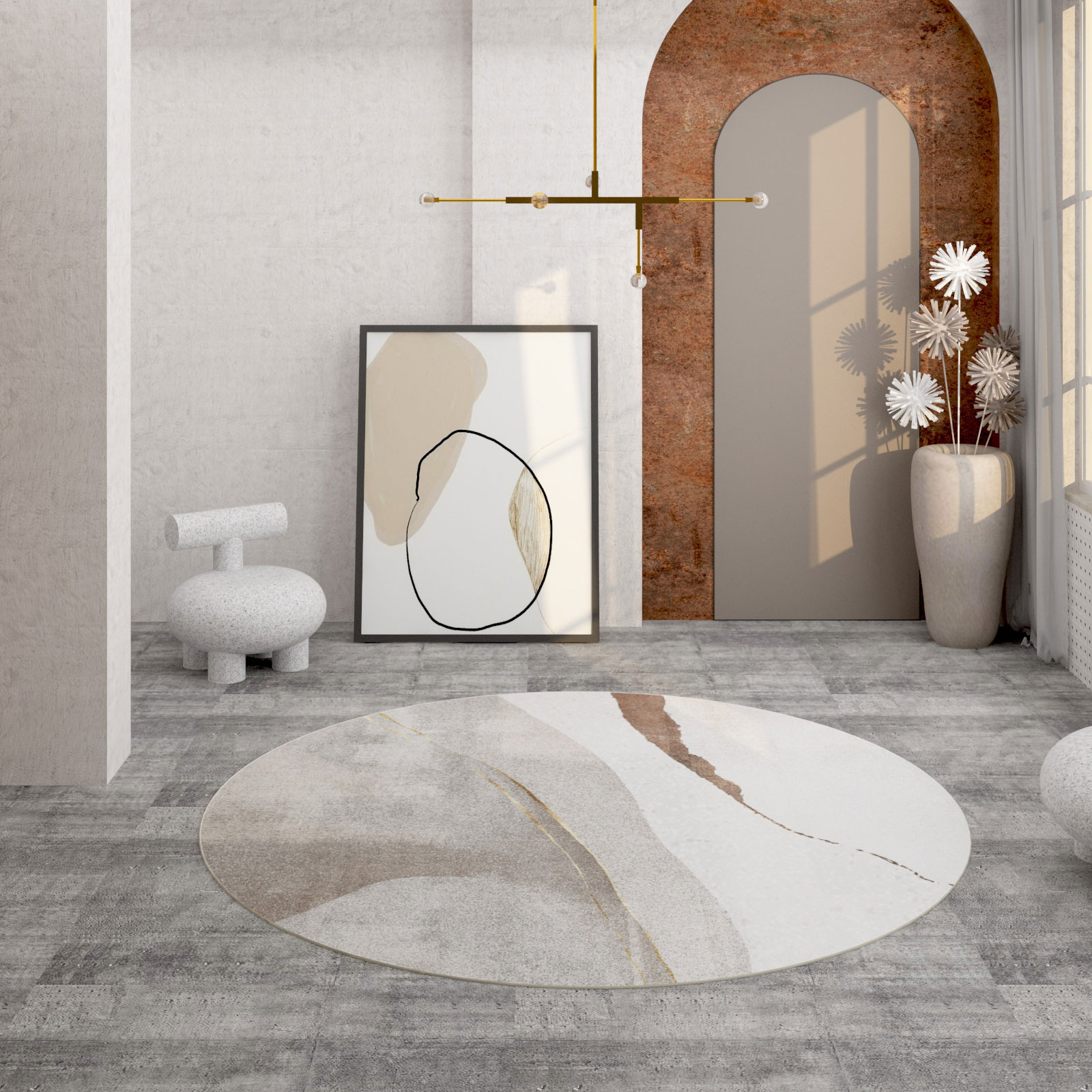 Aotoc modern living room bedroom minimalist makeup bench tea table sofa minimalist cushion fitting room for home round carpets