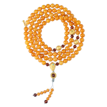 Potala Palace pure gold six-character mantra Bai Yis beeswax beads bracelet 108 beads mens and womens beads