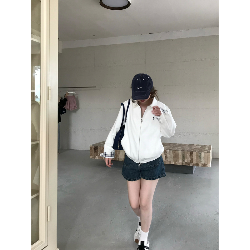 Vegetable Orbs Weekend Magazine Color-Block Patchwork Workwear Jacket Casual Versatile Loose Lapel Coat
