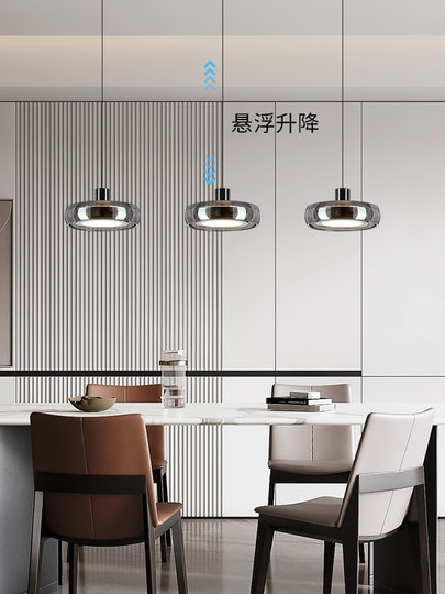 餐厅吊灯现代简约意式轻奢高级感2025新一字长条岛台餐桌玻璃吊灯