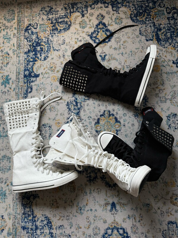 [Sheepfeed] Rivet High-Top Multi-Wear Subculture Niche Long Canvas Shoes