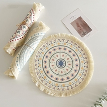 Round table mat fabric tassel woven insulation mat plate and bowl mat Nordic decorative mat American high-end anti-scalding pot mat