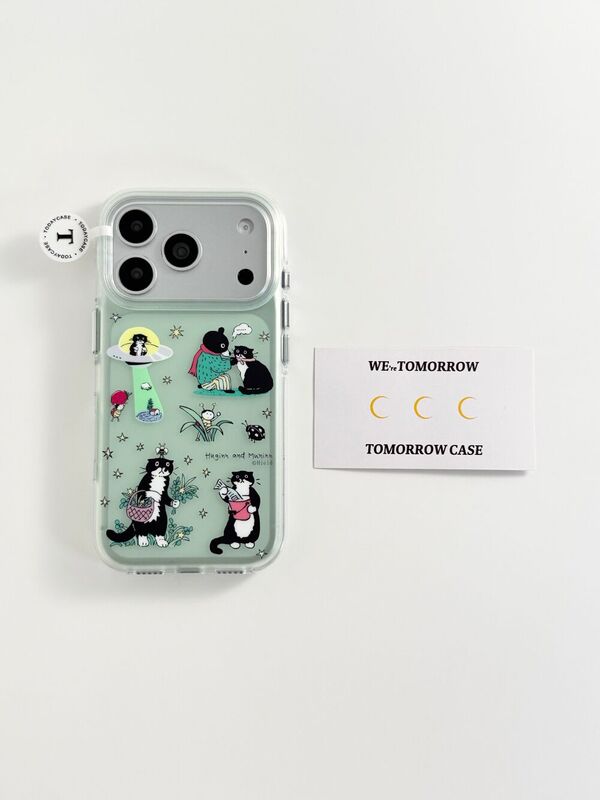 Cute Mint Green Cow and Kitten Case Suitable for Apple 17 Pro Double-Layer iPhone 16/15 Matte 14 Phone Hard Case Cute Mint Green Cow and Kitten Case Suitable for Apple 17 Pro Double-Layer iPhone 16/15 Matte 14 Phone Hard Case