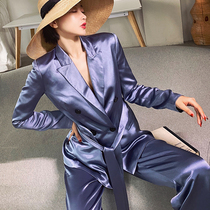 XIAOLI high-end acetic acid suit suit jacket 2021 new spring temperament goddess fan occupation two-piece suit pants