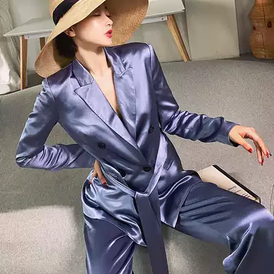 XIAOLI high end acetic acid suit suit jacket 2021 Spring and Autumn New temperament professional pants two-piece suit female